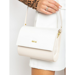 Lacquered cream clutch bag