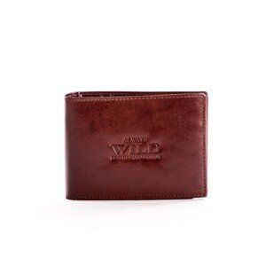 Brown wallet for a man with an embossed inscription