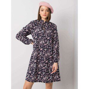 RUE PARIS Dark blue loose dress with patterns