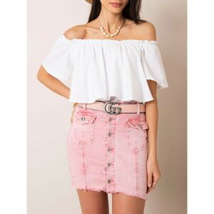 Pink denim skirt