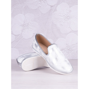 Silver and white shaded leather Snowflake ballerinas with light sole