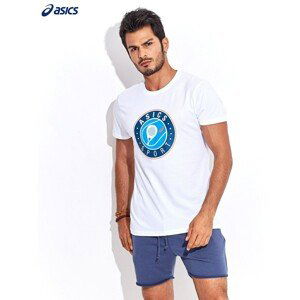 Sporty white men´s t-shirt with ASICS round print