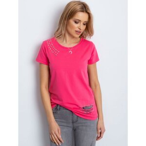 Coral t-shirt with studs and slits