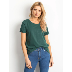 Basic dark green cotton t-shirt for women