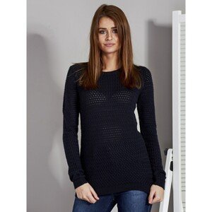 Women´s sweater with a braided navy blue pattern