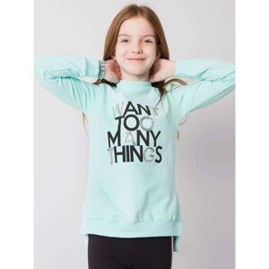 Mint sweatshirt for a girl with sequins
