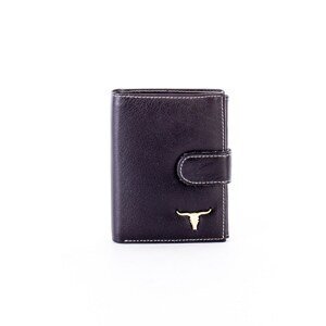 Black leather wallet with an emblem