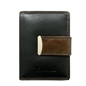 Brown leather wallet with a zipper and a latch