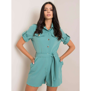 Turquoise jumpsuit with belt
