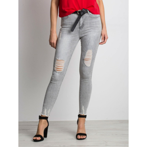 Distressed skinny jeans in gray