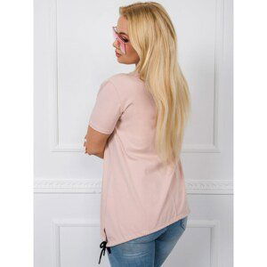 Dusty pink blouse with an application and drawstrings
