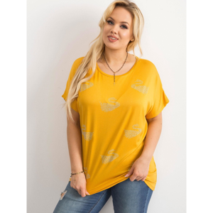 Plus size yellow viscose t-shirt
