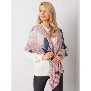 Grey and pink patterned shawl