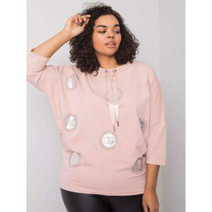 Dusty pink cotton blouse with drawstrings