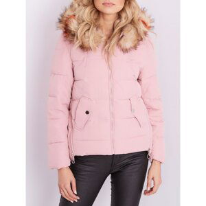 Women´s quilted jacket with a hood, light pink