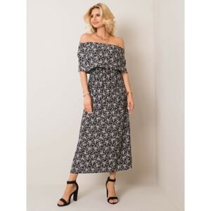 Navy blue Spanish dress with a floral pattern