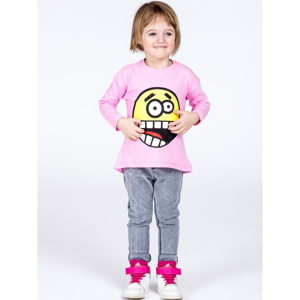 Cotton children´s blouse with a lilac emoticon print