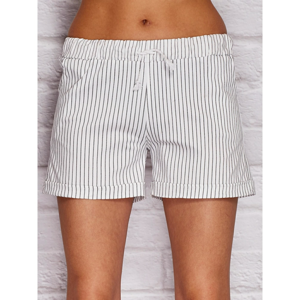 Women´s shorts with an elastic band in vertical white stripes