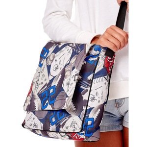 White shoulder bag with sporty print