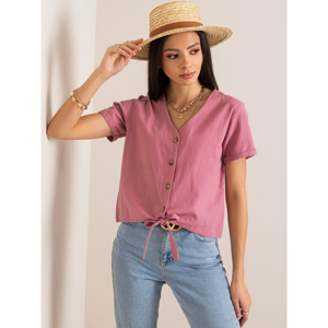 RUE PARIS Pink blouse with a tie