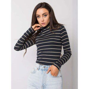 RUE PARIS Navy blue turtleneck sweater