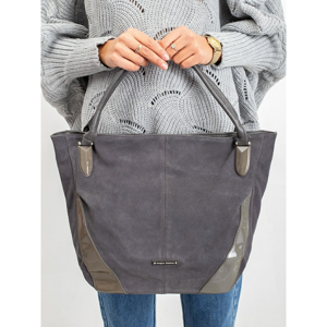 Gray bag with lacquered inserts