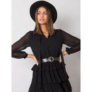 RUE PARIS Women´s black dress with a belt