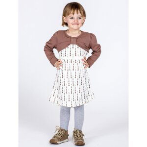 Cotton children´s dress with print and long sleeves ecru