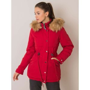 Reversible red and black parka jacket