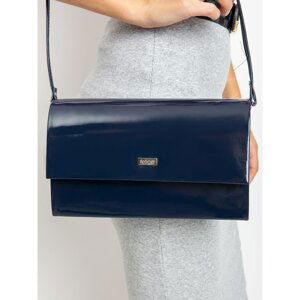 Navy lacquered clutch bag