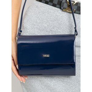 Lacquered navy blue clutch bag