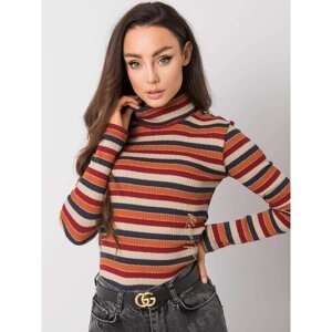 RUE PARIS Beige and orange turtleneck sweater
