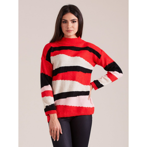 Red and black patterned women´s sweater