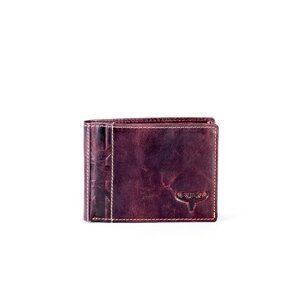Men's brown leather wallet with embossed emblem
