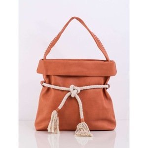 Orange women's handbag with tying