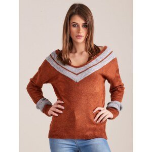 Brown V-neck sweater