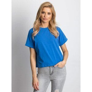 Basic women´s cotton t-shirt in dark blue color