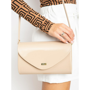 Beige lacquered clutch bag