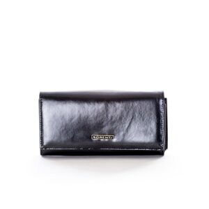 Women´s long black leather wallet