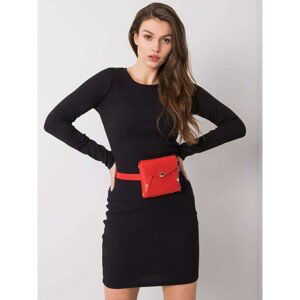 RUE PARIS Red eco-leather belt with a sachet