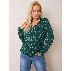 Dark green plus size blouse with flowers