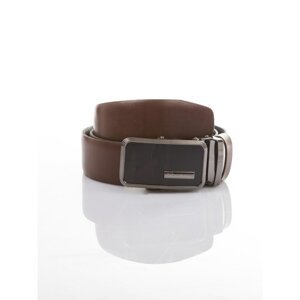 Men´s brown leather belt with automatic buckle