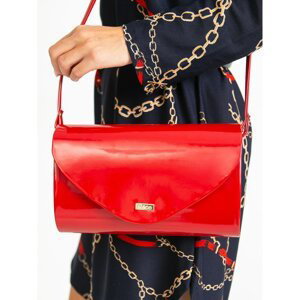 Red lacquered clutch bag