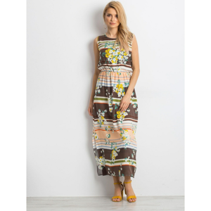 Long dress with patterns, brown