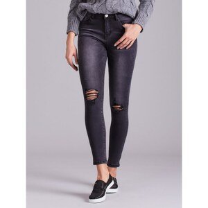 Women´s jeans with dark gray abrasions