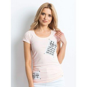 Peach T-shirt with text patches
