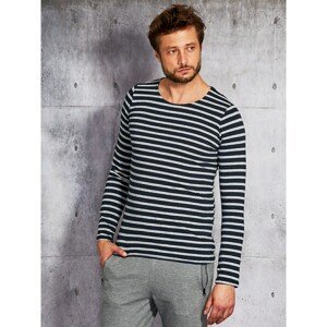 Men´s navy blue blouse with a striped motif