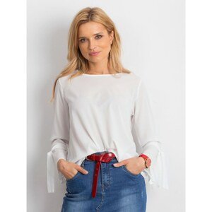 Ecru blouse with ties and flared sleeves