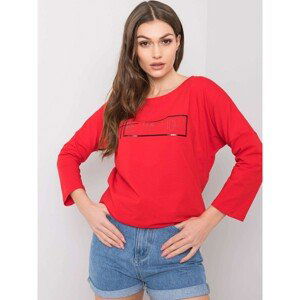 Red cotton blouse with application