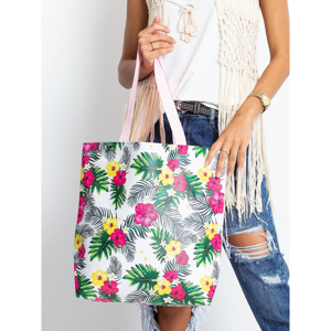 White and pink bag with exotic prints